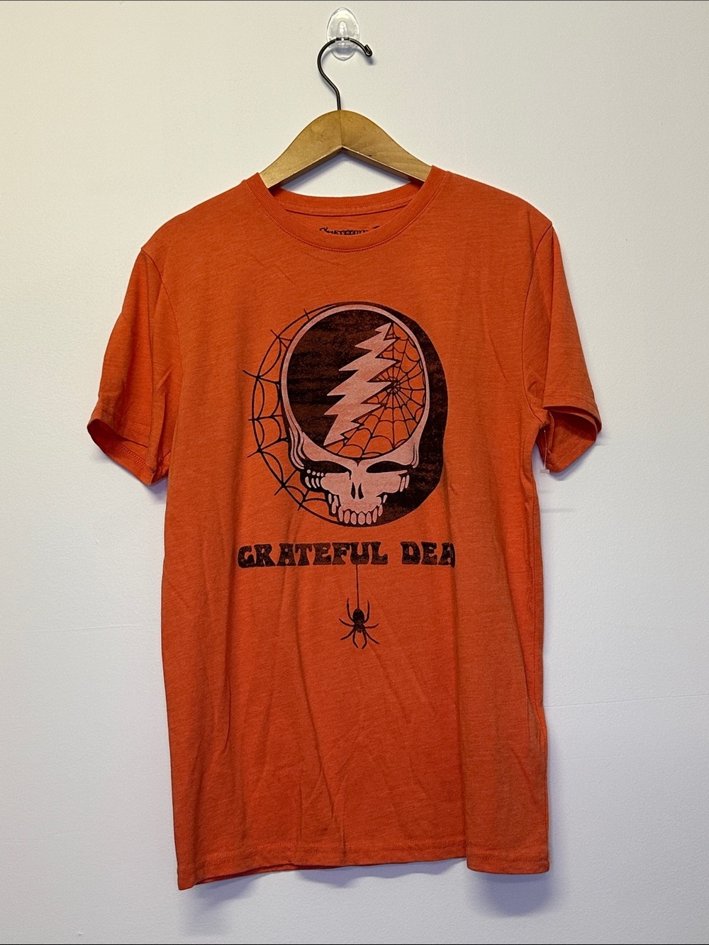 Lucky Brand Grateful Dead Orange Short Sleeve Skull Graphic Tee size small